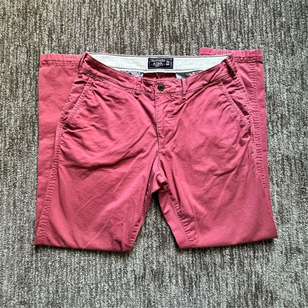 Abercrombie & Fitch Men's Langdon Slim Stretch Chinos‎ Salmon Pink Size 30x30